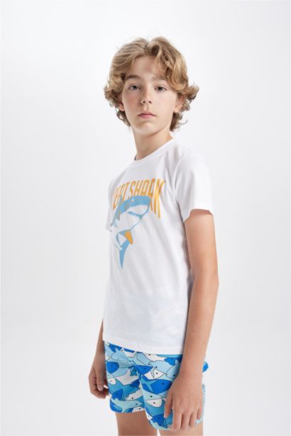 Boy Printed Short Sleeve T-Shirt Swim Shorts 2 Piece Set