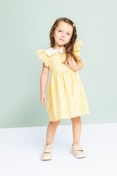 Baby Girl Checkered Short Sleeve Poplin Dress