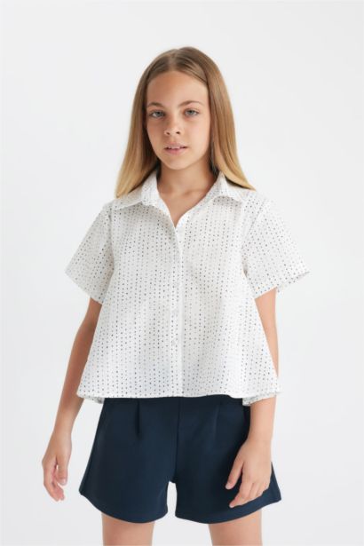Girl Relax Fit Cotton Short Sleeve Shirt