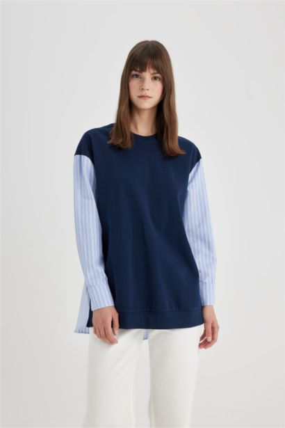 Sweatshirt Coupe Régulière à Manches Longues