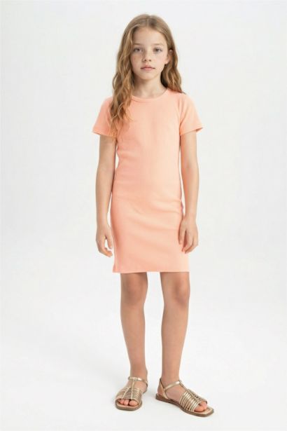 Girl Ribbed Camisole Short Sleeve Dress