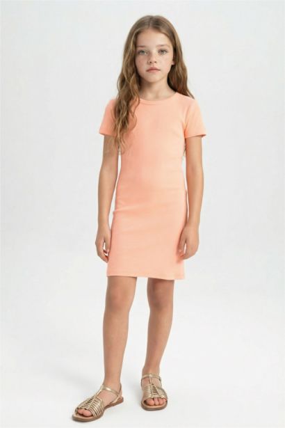 Girl Ribbed Camisole Short Sleeve Dress