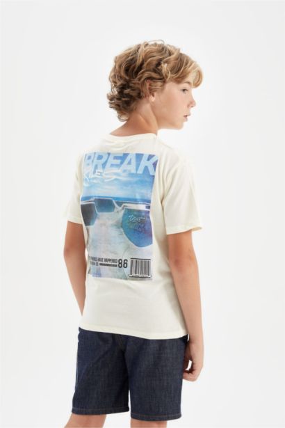 تي شيرت ولادي نص ردن مطبوع قصة عادية