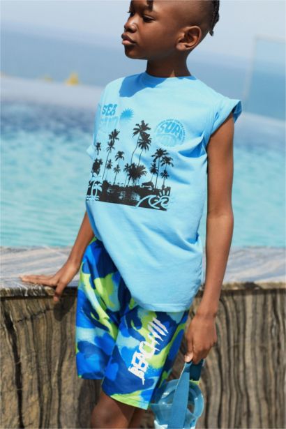 T-Shirt Imprimé à Manches Courtes Col Rond pour Garçon