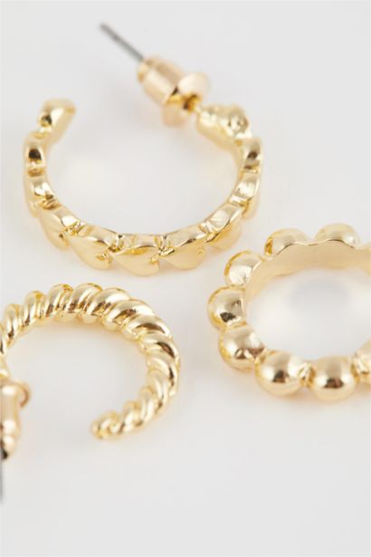 Woman 6 Piece Gold Hoop Earrings