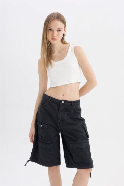 Short Bermuda en Gabardine à Taille Normale