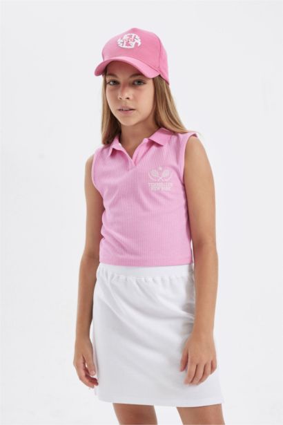 Girl Polo Neck Sports Printed T-Shirt