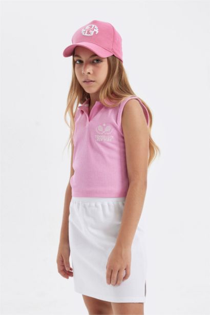 Girl Polo Neck Sports Printed T-Shirt