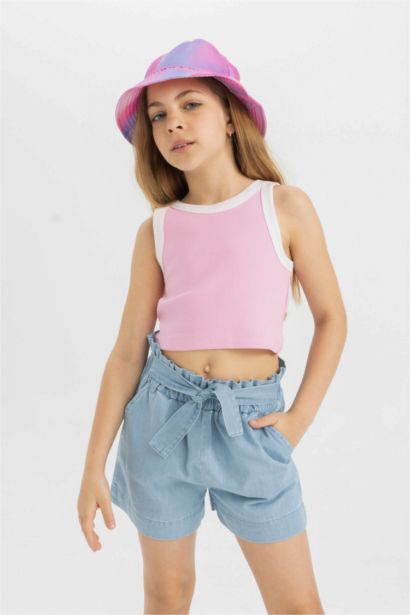 Girl Crew Neck Crop Top