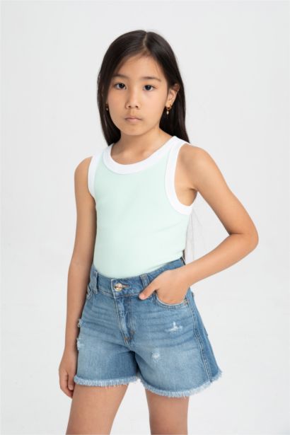 Girl Crew Neck Crop Top