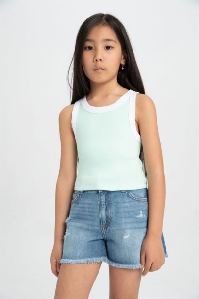 Girl Crew Neck Crop Top