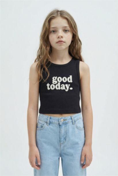 Майка для Девочек с Принтом Круглый Вырез