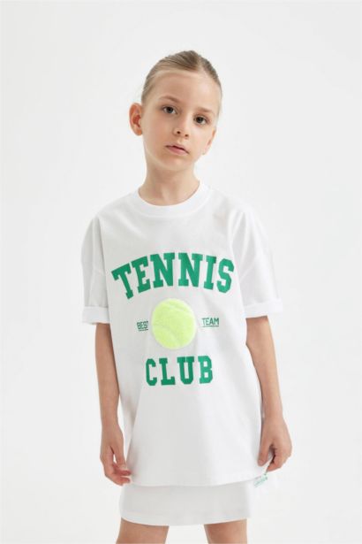 T-shirt oversize imprimé à col rond et manches courtes pour fille