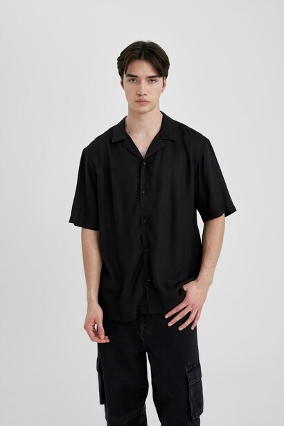Regular Fit Viscose Short Sleeve Shirt