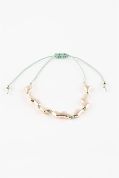 Woman Green String Gold Bracelet