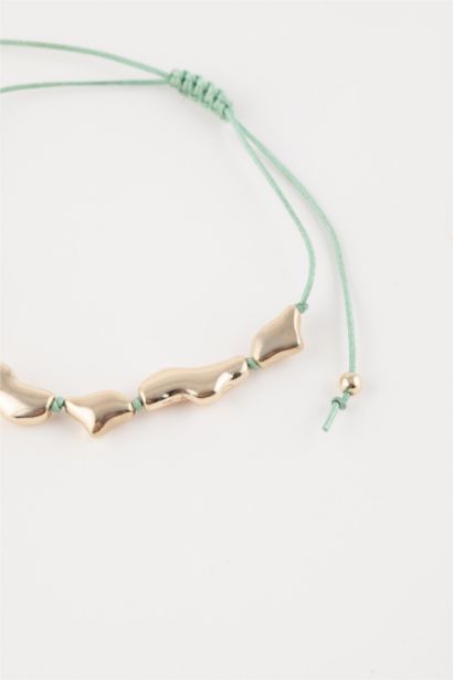 Woman Green String Gold Bracelet