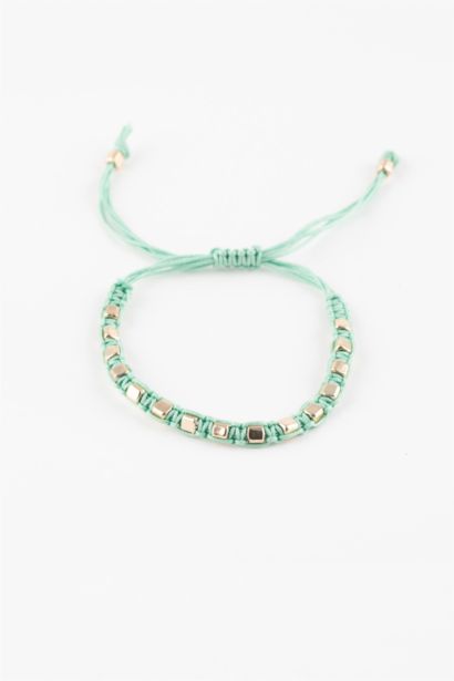 Woman Green String Gold Bracelet