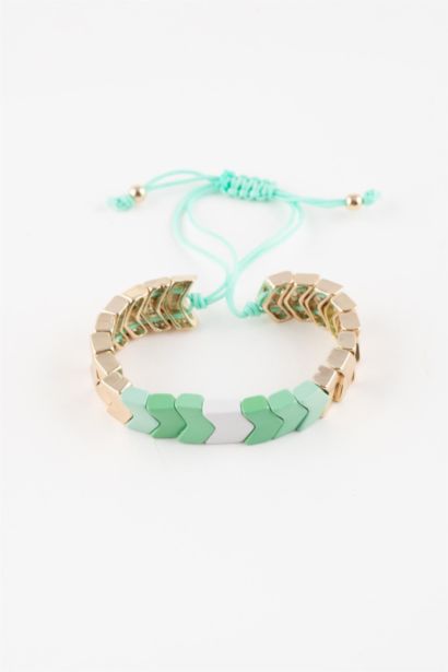 Woman Green String Gold Bracelet