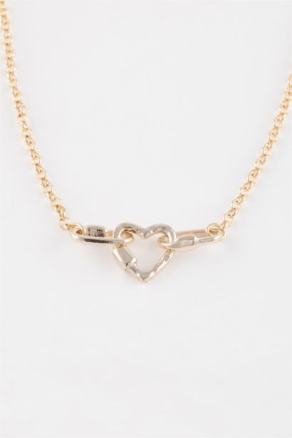 Woman Heart Detailed Gold Necklace