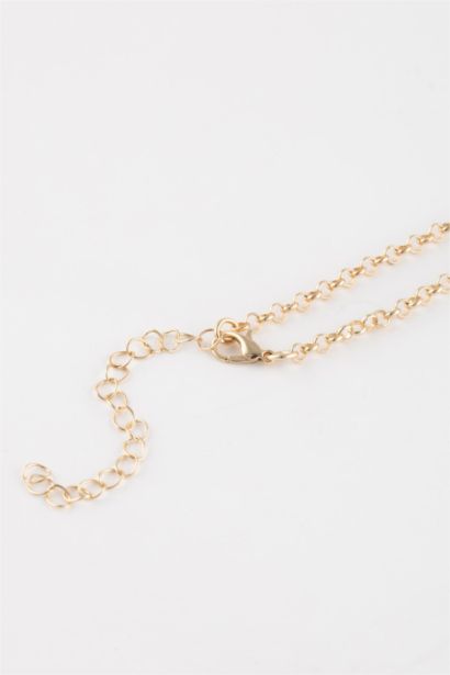 Woman Heart Detailed Gold Necklace