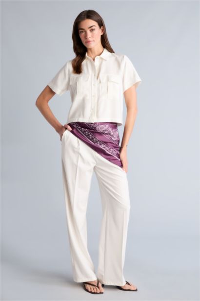 Cropped Fıt Tencel Kısa Kollu Gömlek