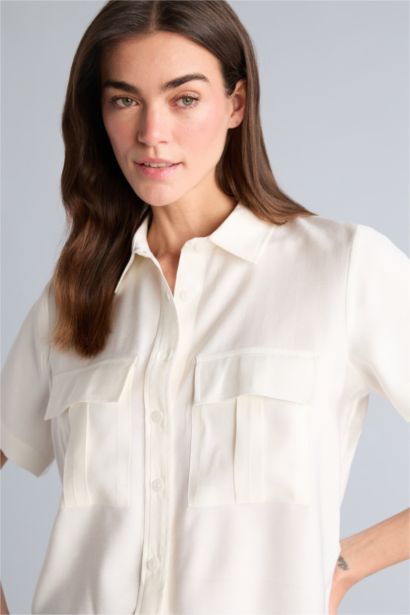 Cropped Fıt Tencel Kısa Kollu Gömlek