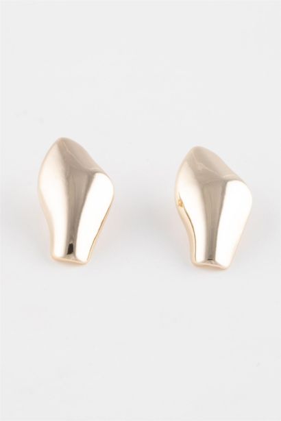 Woman Plate Detailed Gold Earrings