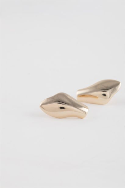Woman Plate Detailed Gold Earrings
