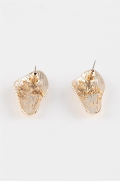 Woman Plate Detailed Gold Earrings