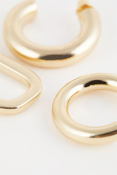 Woman 3 Piece Gold Hoop Earrings