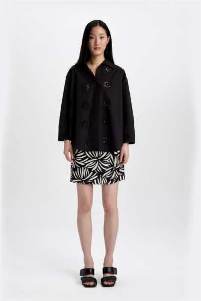 A-Line Patterned High Waist Mini Skirt