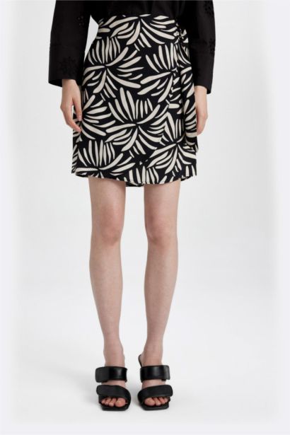 A-Line Patterned High Waist Mini Skirt