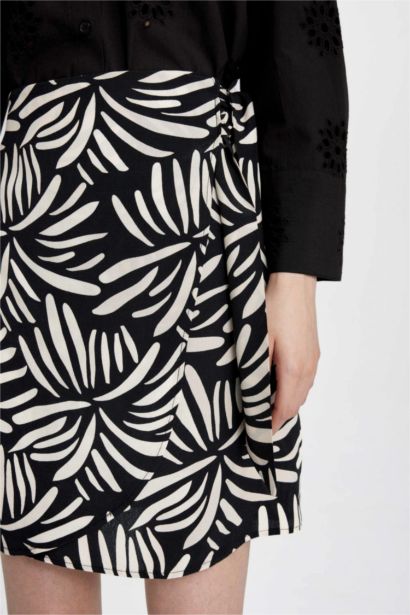 A-Line Patterned High Waist Mini Skirt