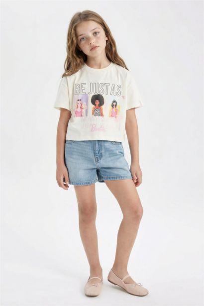 Girl Barbie Crew Neck Short Sleeve T-Shirt