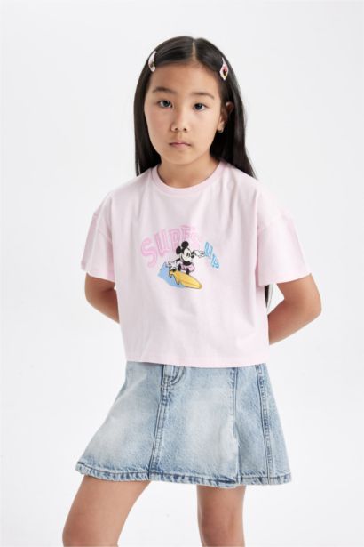Girl Disney Mickey & Minnie Crew Neck Short Sleeve T-Shirt