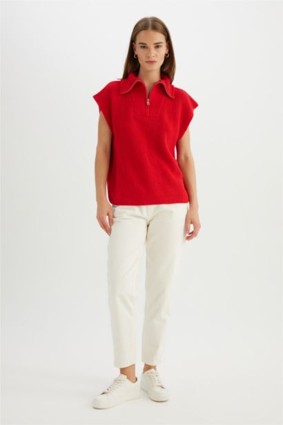 Relax Fıt Fermuarlı Yaka Yelek