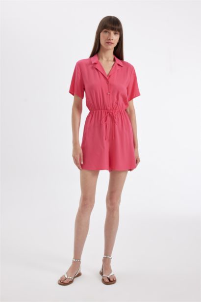 Shirt Collar Short Sleeve Jumpsuit