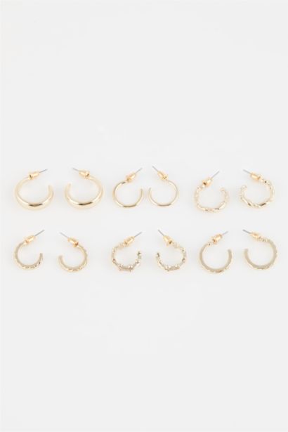 حلق حريمي ذهبي دائري - 6 قطع