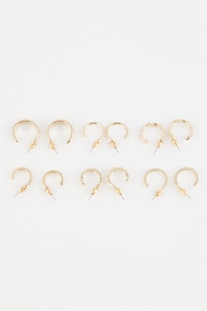 حلق حريمي ذهبي دائري - 6 قطع