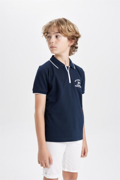 T-Shirt Polo en Piqué à Manches Courtes pour Garçon