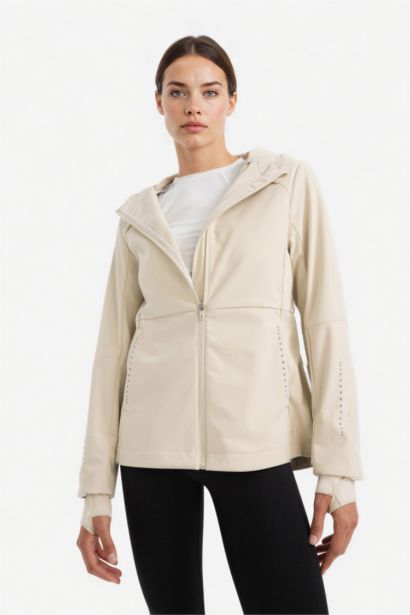 DeFactoFit Waterproof Softshell Slim Fit Hooded Seasonal Rain Jacket