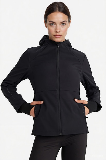 Водоотталкивающая куртка DeFactoFit Slim Fit с узкими штанинами, капюшоном, молнией и из материала софтшелл