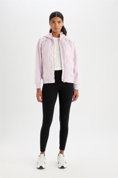 DeFactoFit Hooded Quilted Zippered Jacket