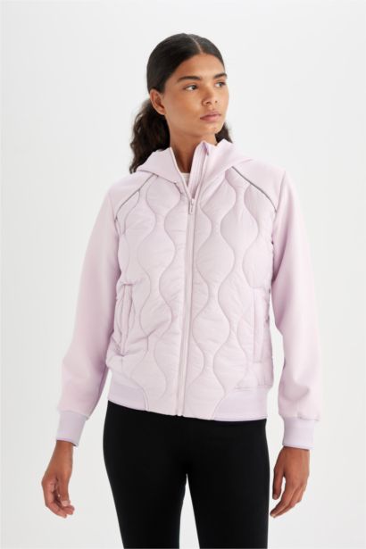 DeFactoFit Hooded Quilted Zippered Jacket