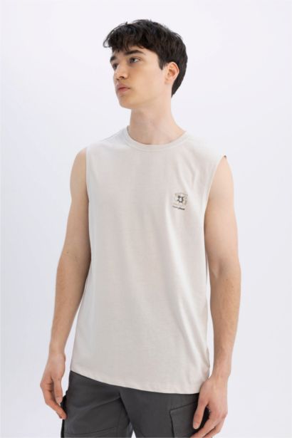 Regular Fit Printed Crew Neck Tank Top