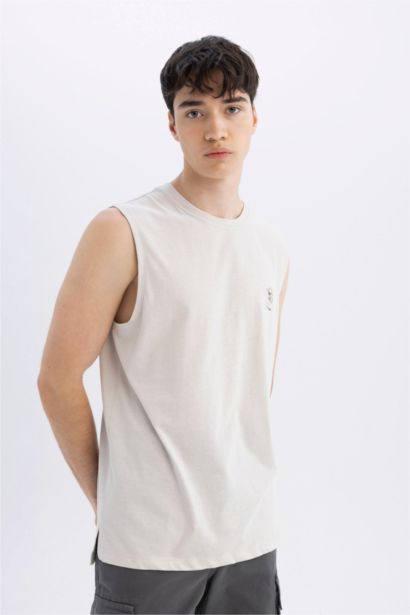 Regular Fit Printed Crew Neck Tank Top