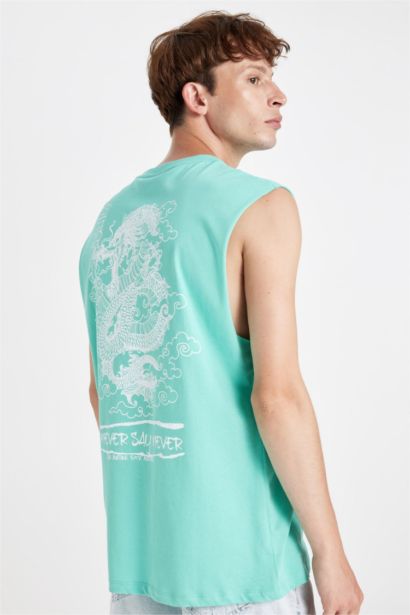 Boxy Fit Printed Crew Neck Tank Top