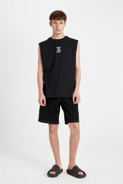 Boxy Fit Printed Crew Neck Tank Top