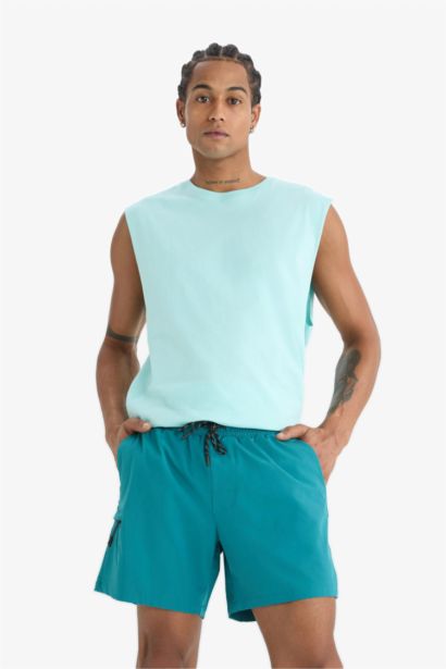 DeFactoFit Printed Flexible Texture Sports Swim Shorts