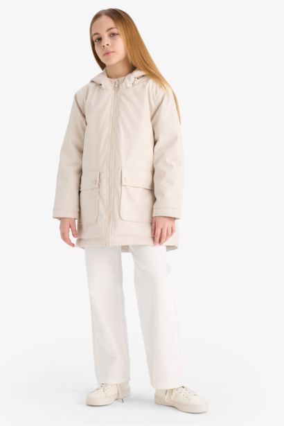 جاكيت مطر بناتي مقاوم للماء بغطاء للرأس